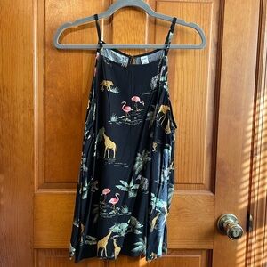 Old Navy Black Tank Top with Animal Print
